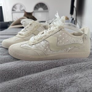 Dolce Vita Cream Pearl-Embellished Sneakers Bridal